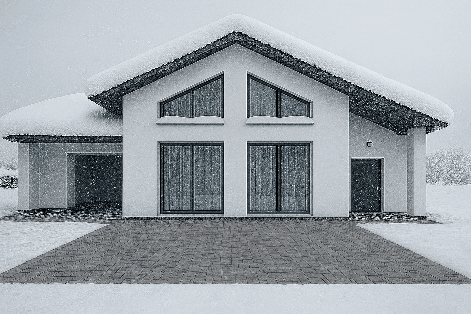 Дом очищенный от снега