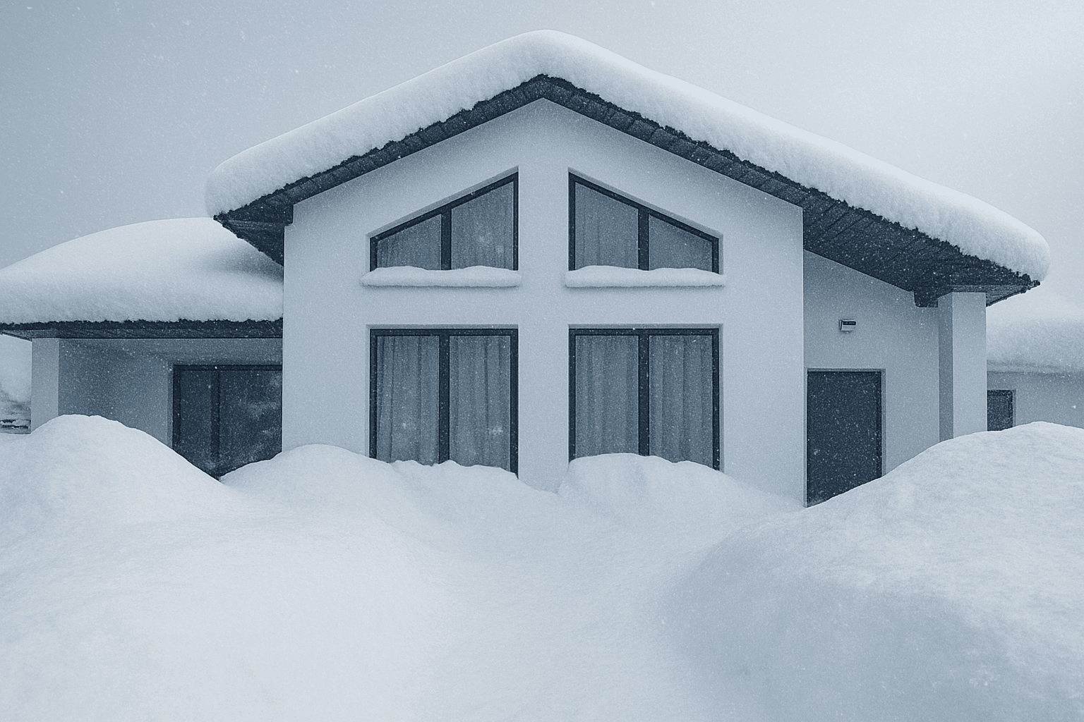 Дом засыпанный снегом