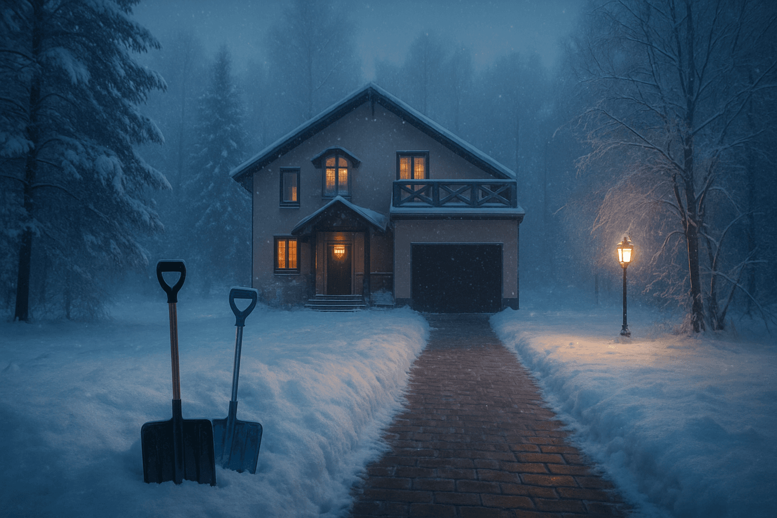 Ночной снежный дом